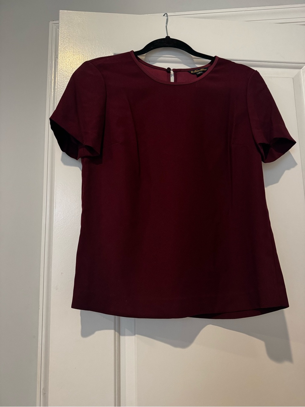 Brooks Brothers Short Sleeve Scoop Neck Top in Burgundy